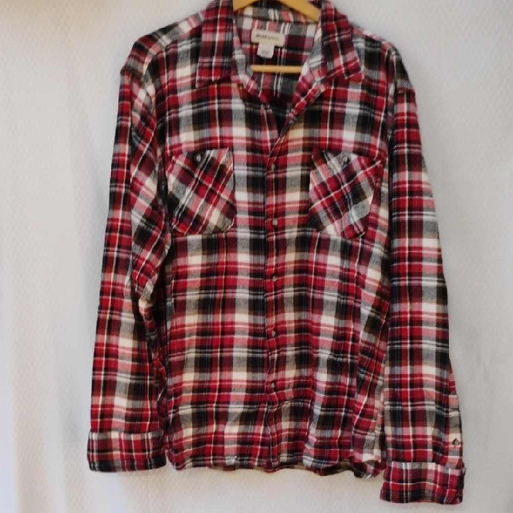 Ruff Hewn Red and Black Plaid 100%cotton Flannel Shirt